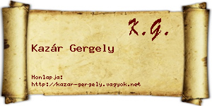 Kazár Gergely névjegykártya
